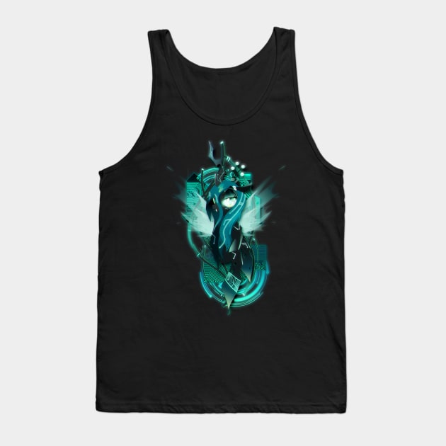 Dark Synthwave/Cyberpunk Queen Chrysalis Tank Top by Ilona's Store